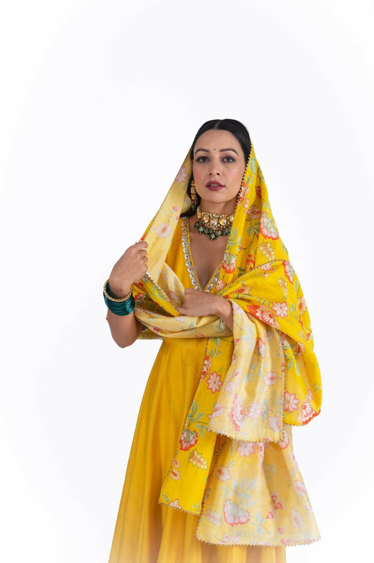 Peela Gulab Anarkali Set