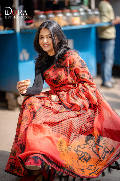 Garam Chai Cotton Printed Saree