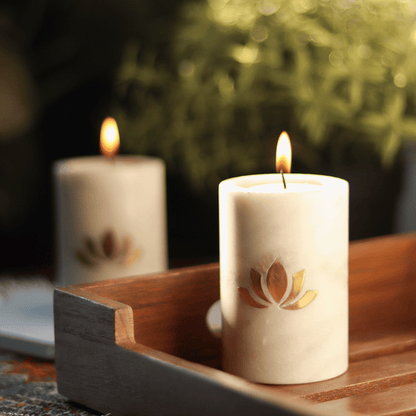 Atrangi Lotus Marble Candle Holder