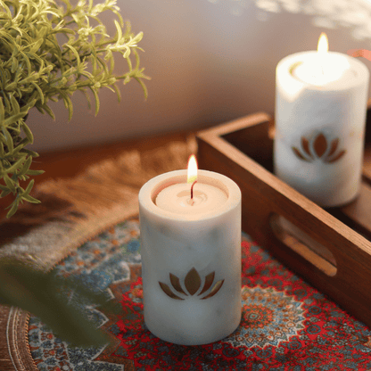 Atrangi Lotus Marble Candle Holder