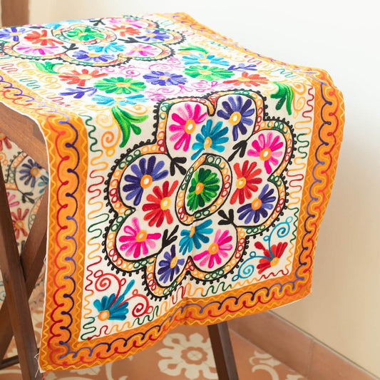 Flower Ari Embroidery Table Runner