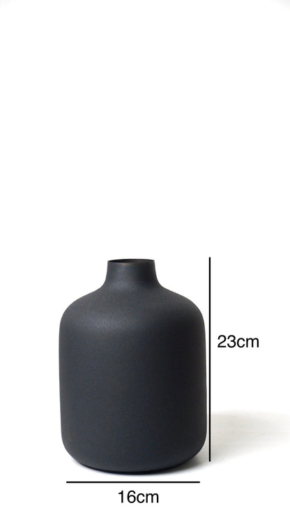 Black Metal Matte Round Vase