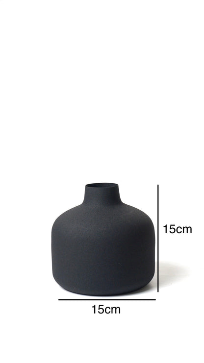 Black Metal Matte Round Vase