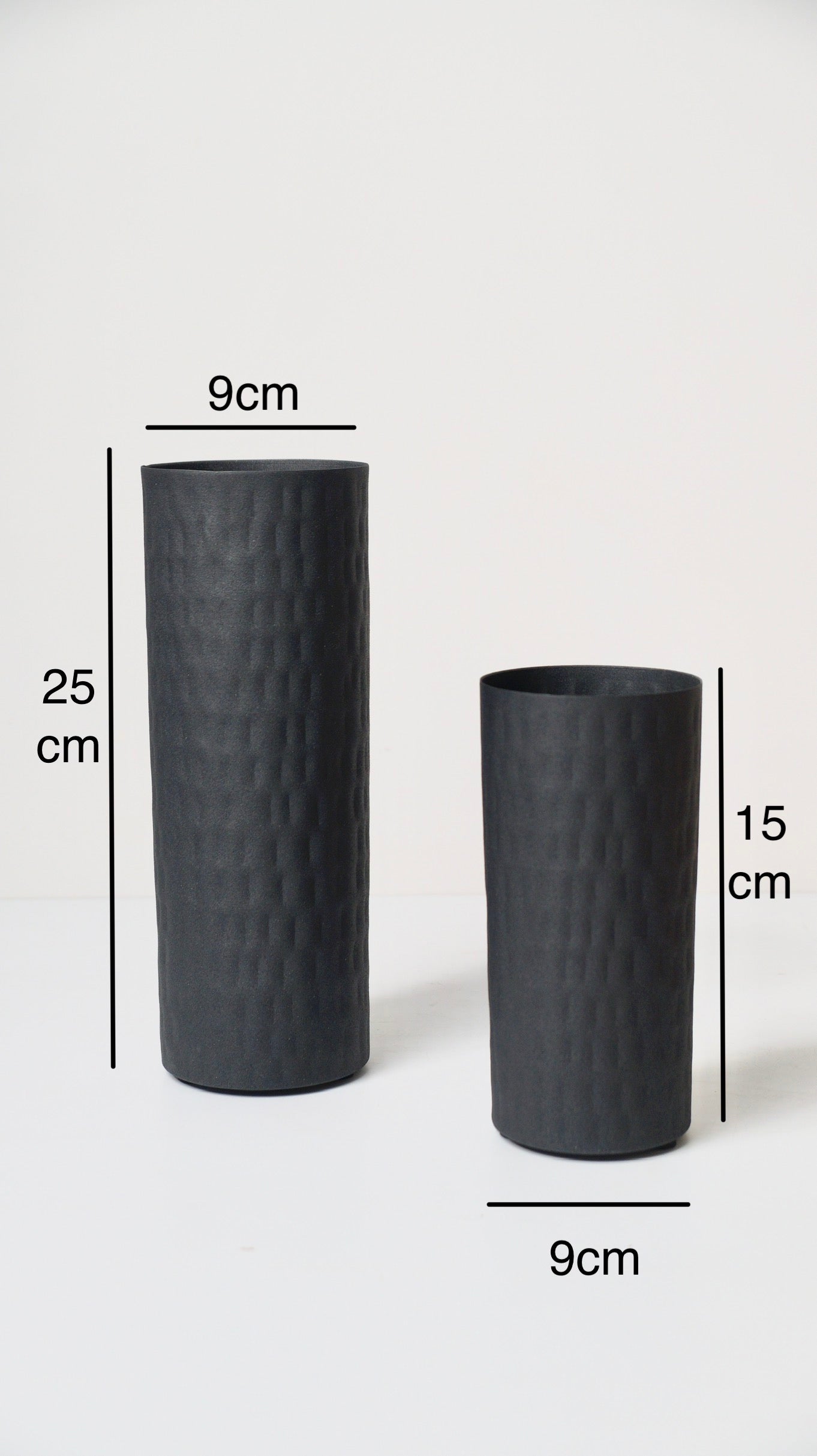 Black Metal Matte Tall Vase (Set Of 2)