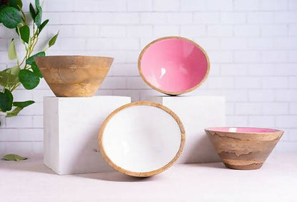 Serving Bowl Wooden Blush Pink