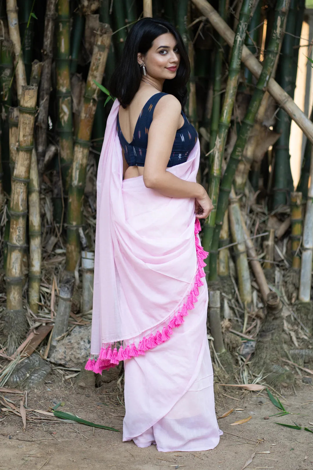 Midnight Muse Baby Pink Saree