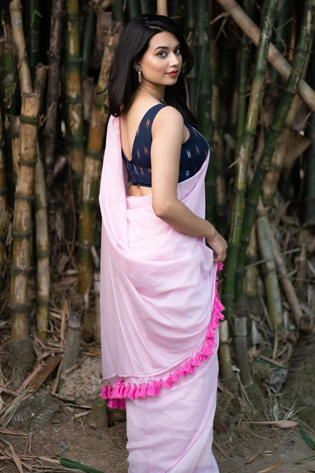 Midnight Muse Baby Pink Saree