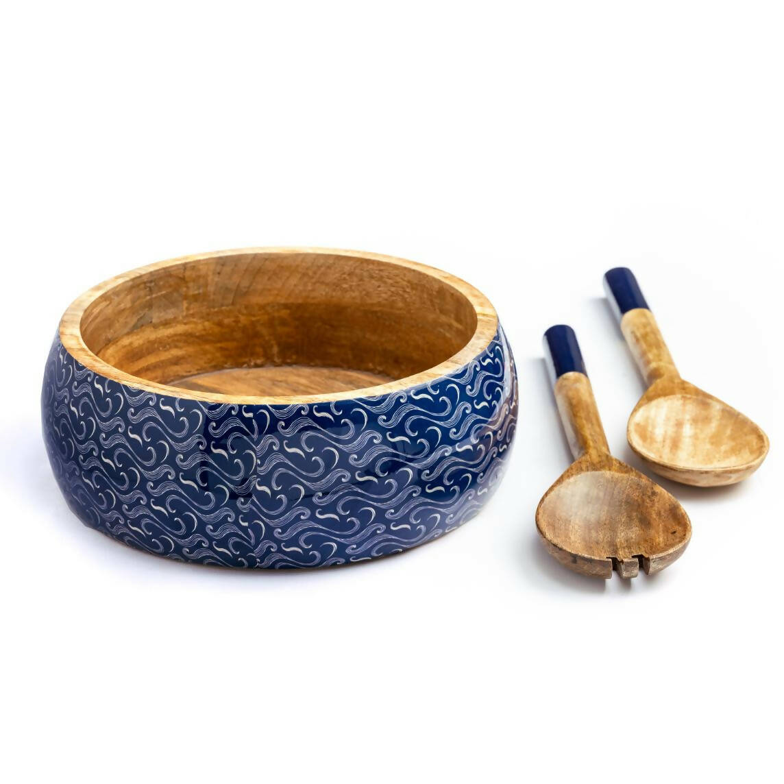 Salad Bowl + Server Set Wooden Wabi Sabi