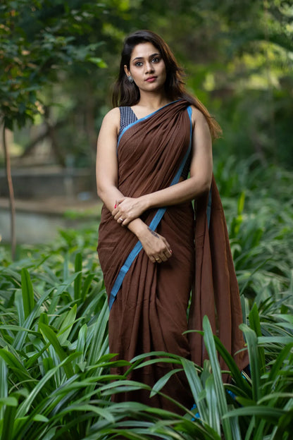 Burned Forest Border Saree