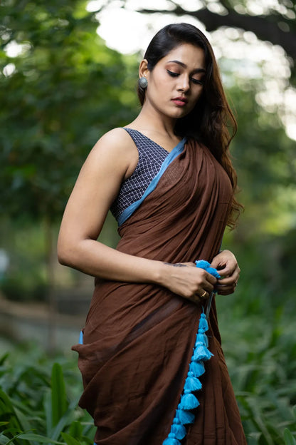 Burned Forest Border Saree