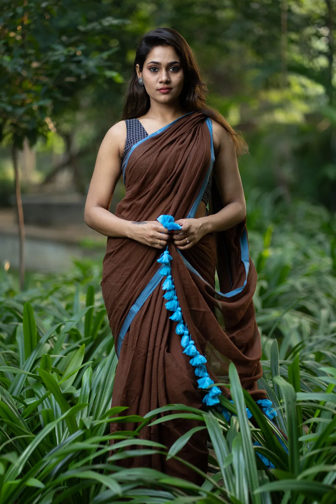 Burned Forest Border Saree