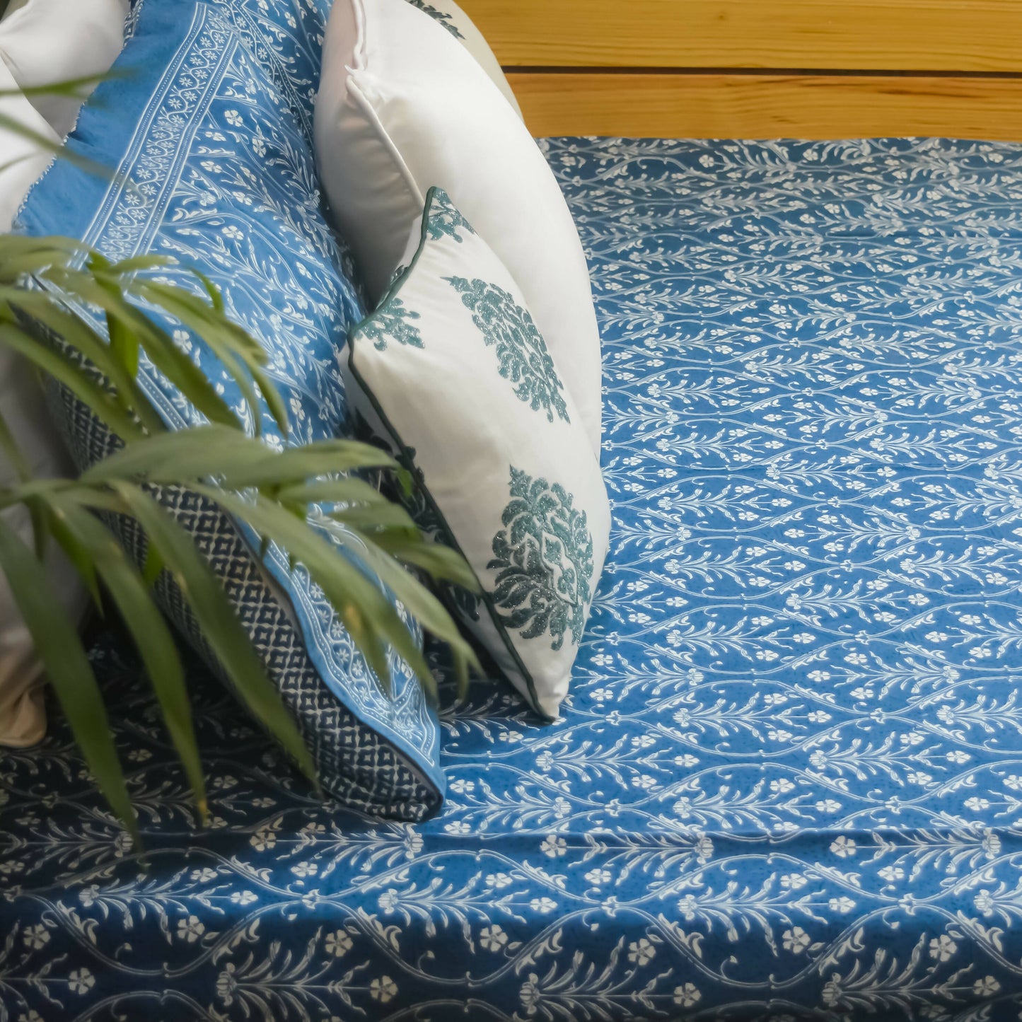 Indigo Imperial All over Printed Double Bedsheet