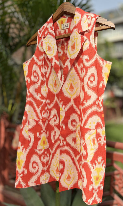 Tangerine Ikat Jacket & Shorts Set