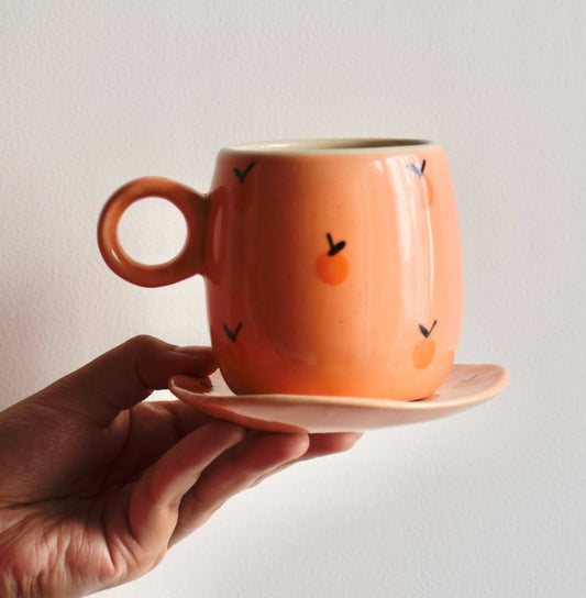 Peachy Mug & Saucer Set