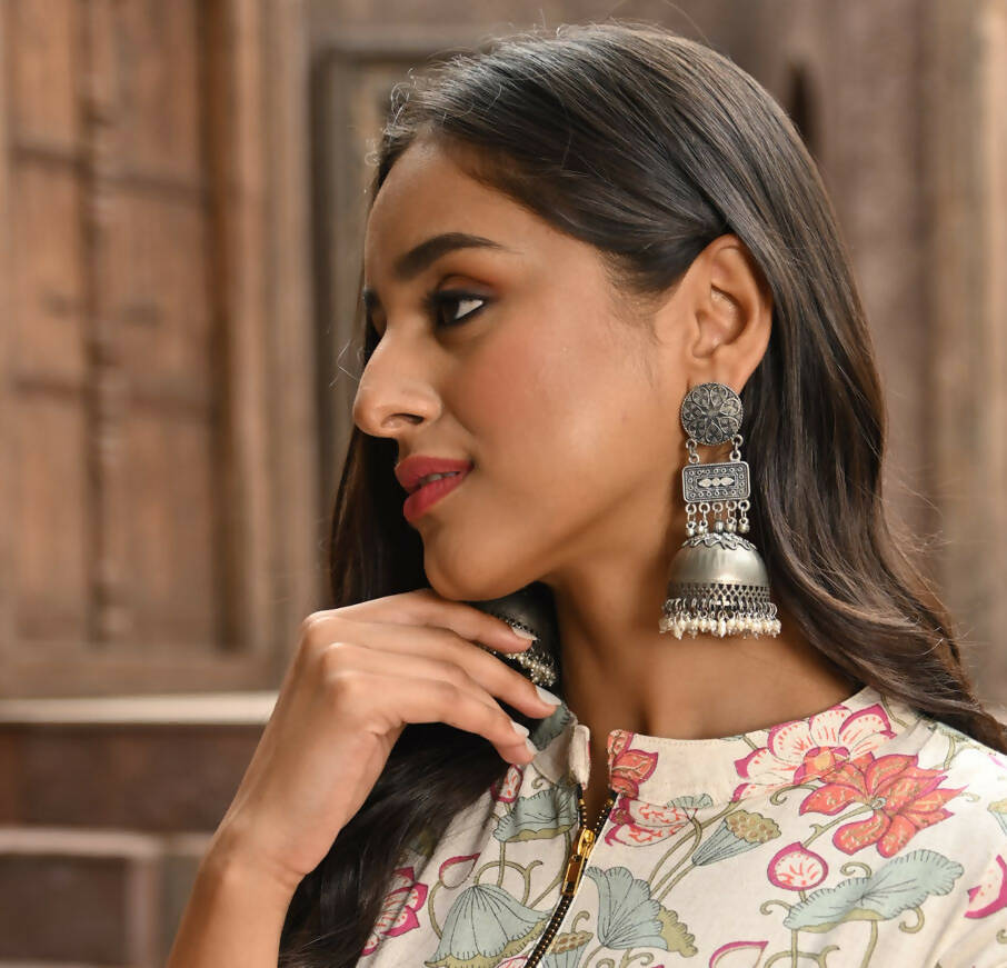 Oxidized Afghan Arya Jhumkas / Jhumki Earrings