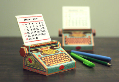 Colourful Typewriter Desk Calendar 2024 & 2025 Diy Paper Craft Kit