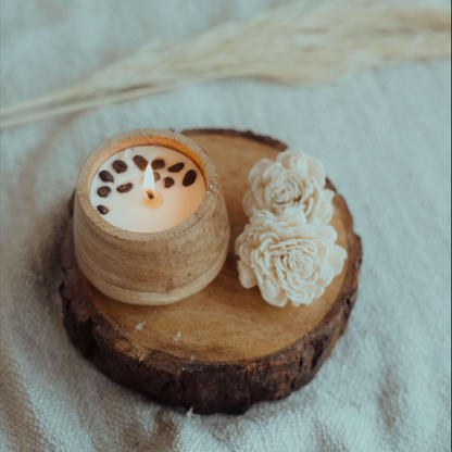 Coffee Wooden Bowl Candle