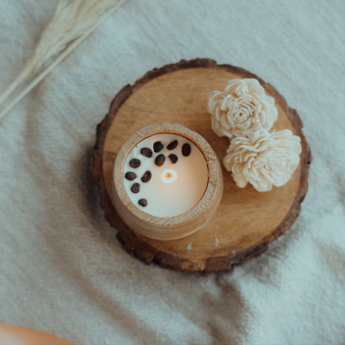 Coffee Wooden Bowl Candle