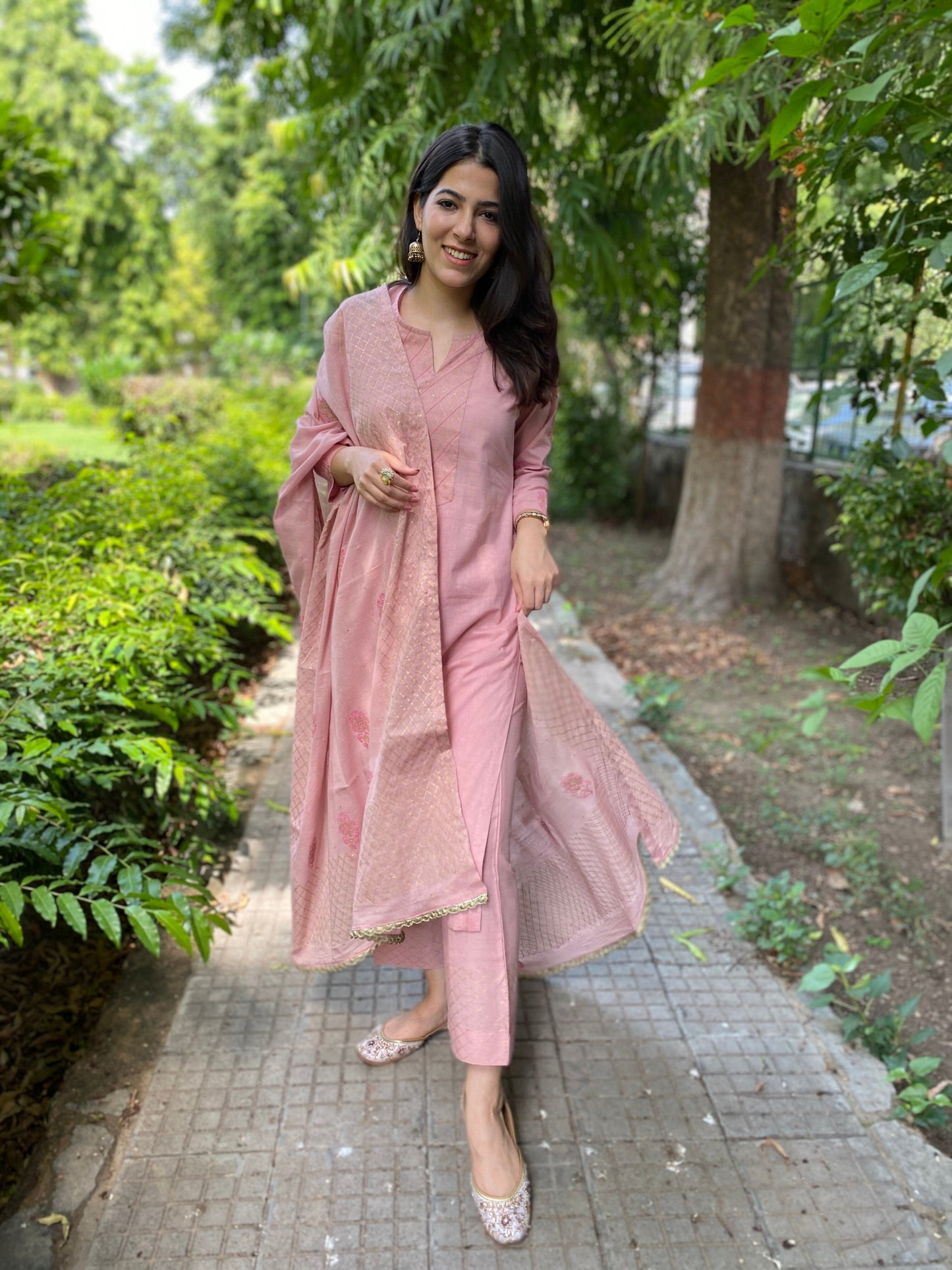 Pink Handblock Printed Cotton Set