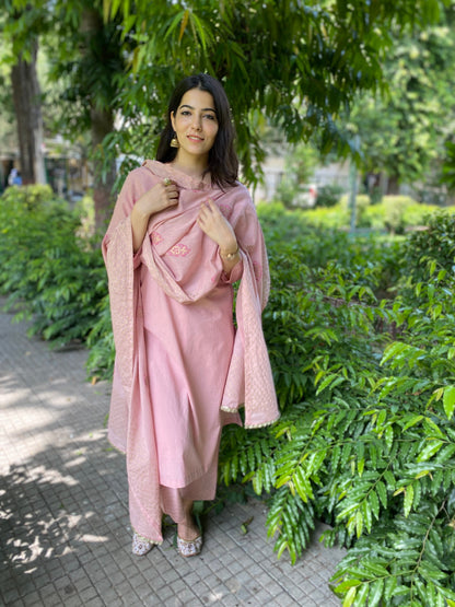 Pink Handblock Printed Cotton Set