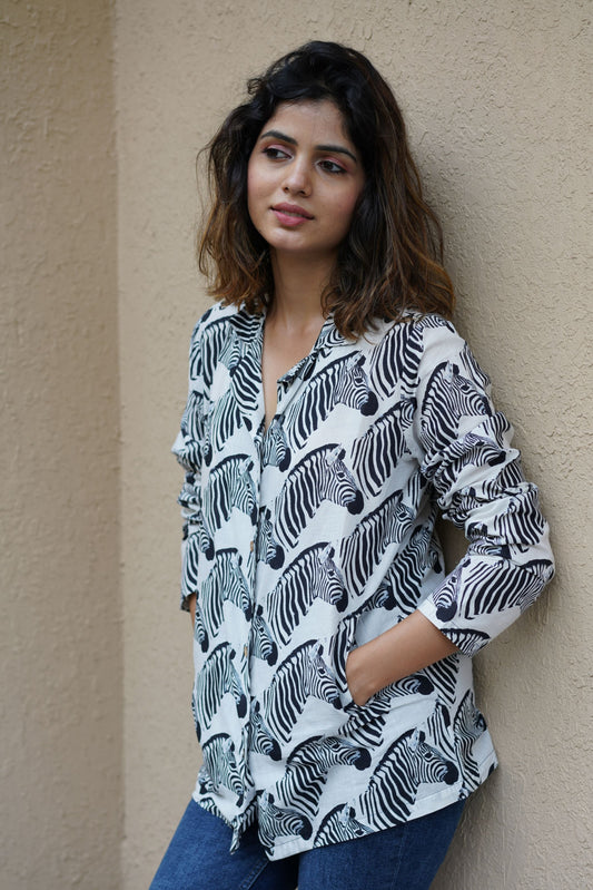Zippy Zebra Jacket Style Shirt