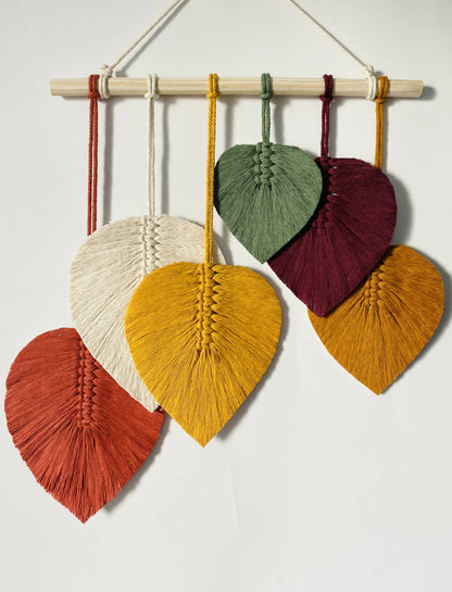 Autumn 6 Feathers Macrame Wall Hanging