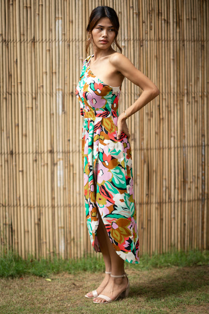 Nour Wildflower One Shoulder Dress