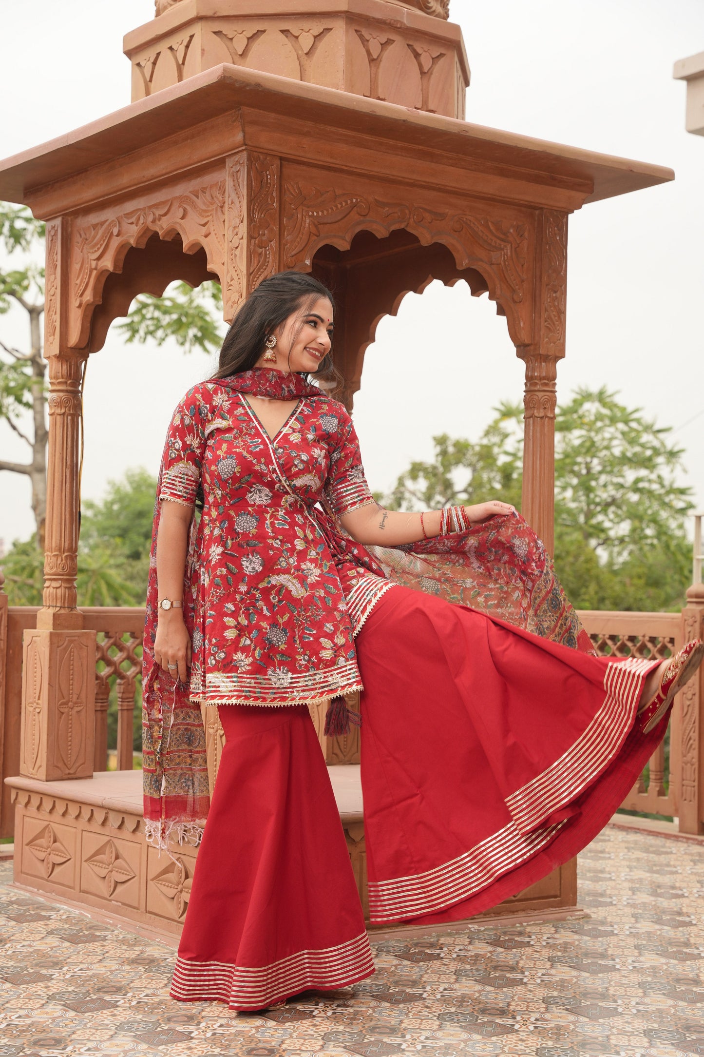 Rangrasiya Handblock Cotton Sharara Set