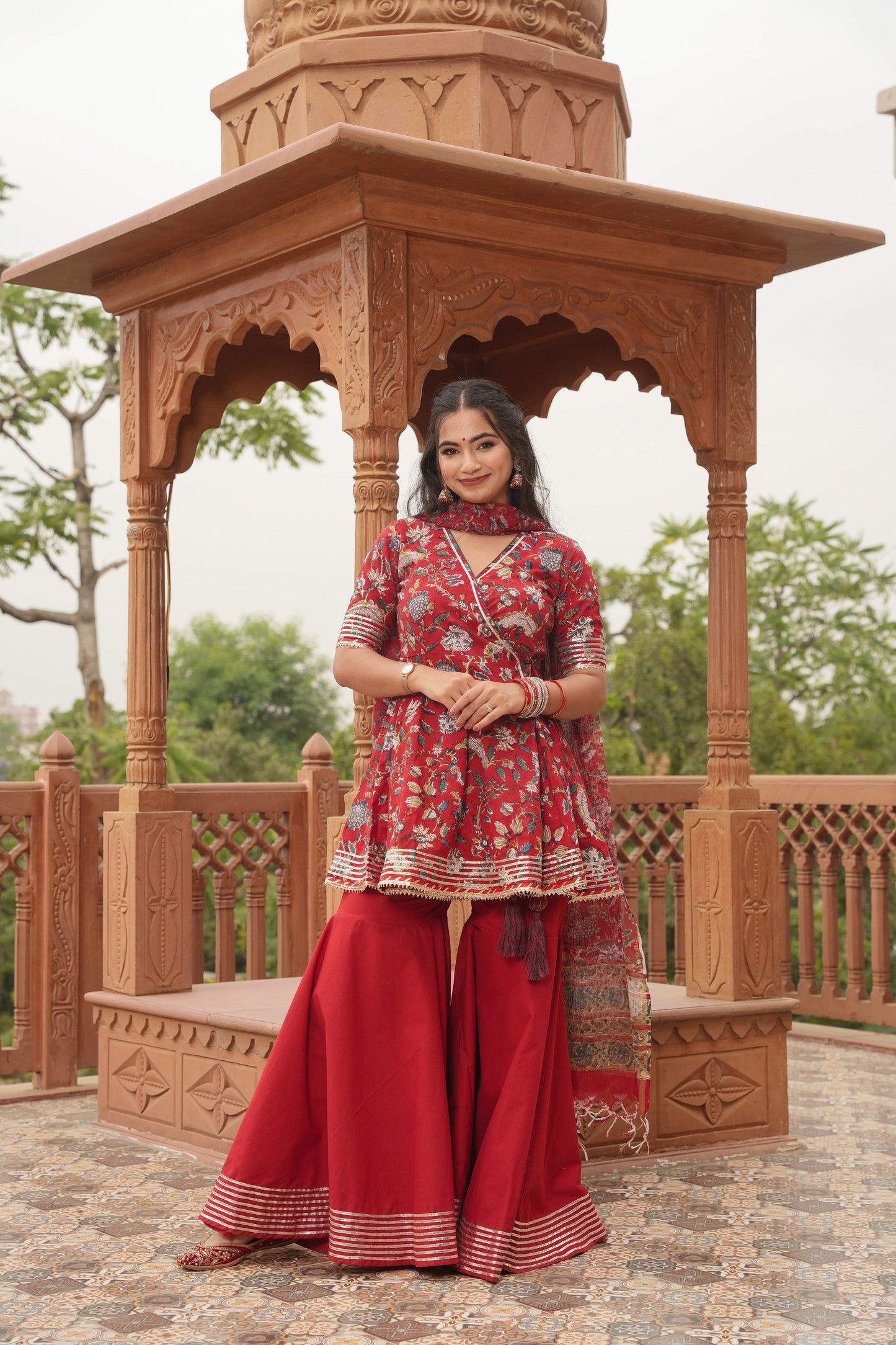 Rangrasiya Handblock Cotton Sharara Set