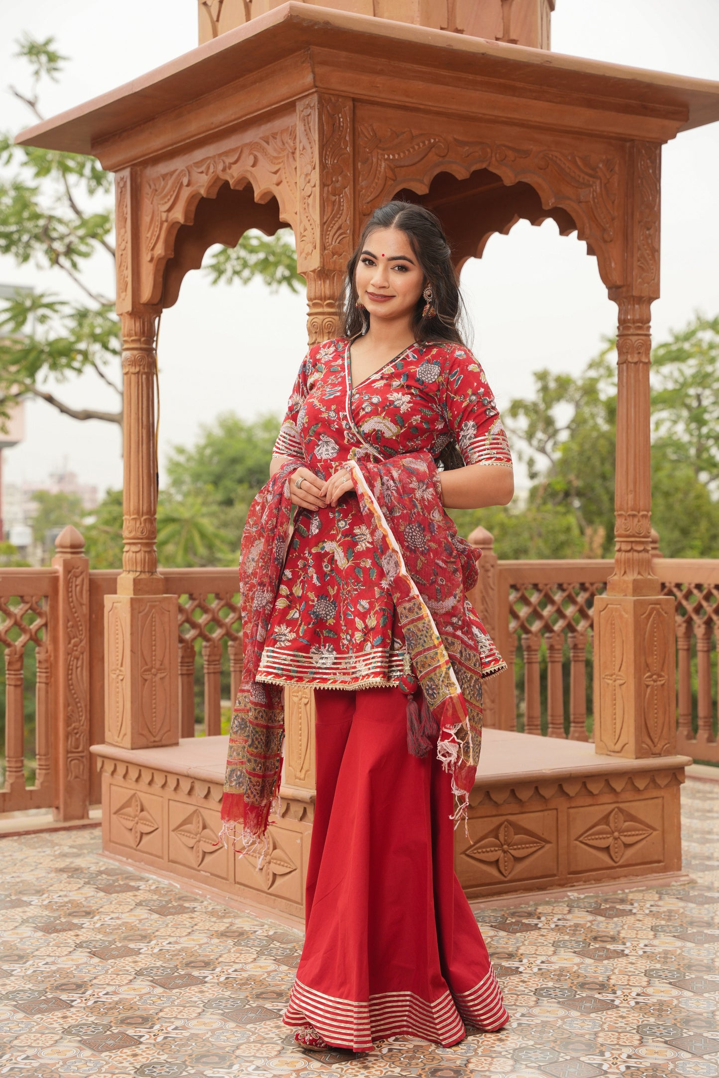 Rangrasiya Handblock Cotton Sharara Set