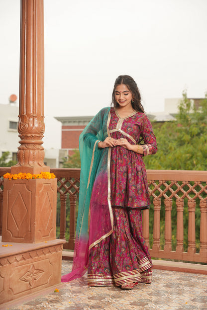 Noor Chanderi Sharara Set