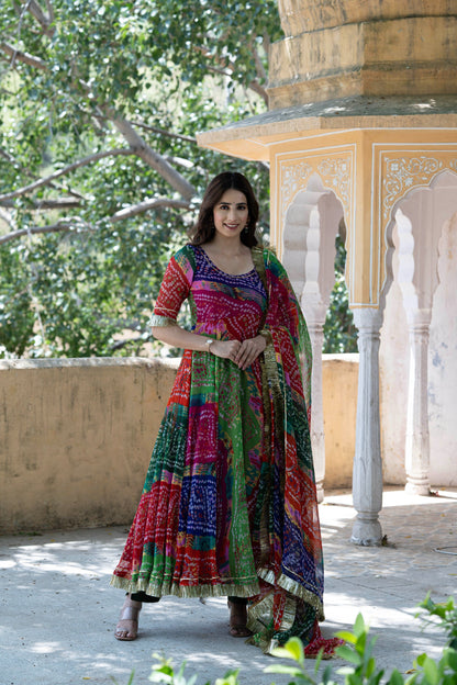 Rajasthani Color Cluster Pure Chiffon Suit Set