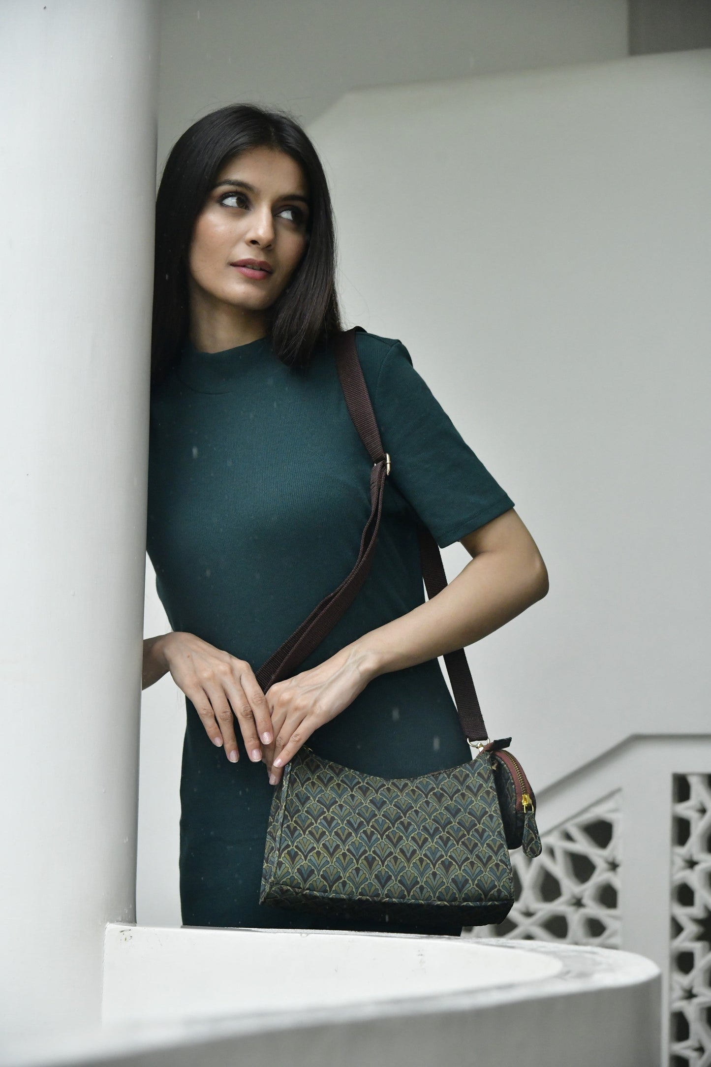 Olive Mist Blockprinted Cross Body Bags