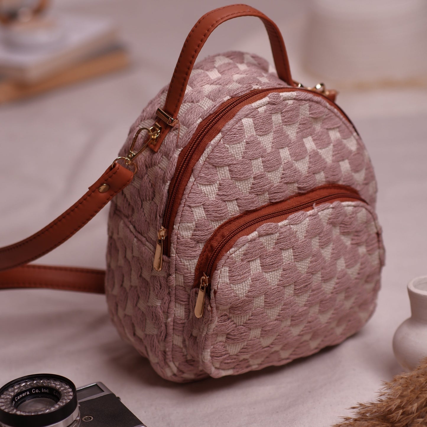 Salmon Pink Mini Backpack