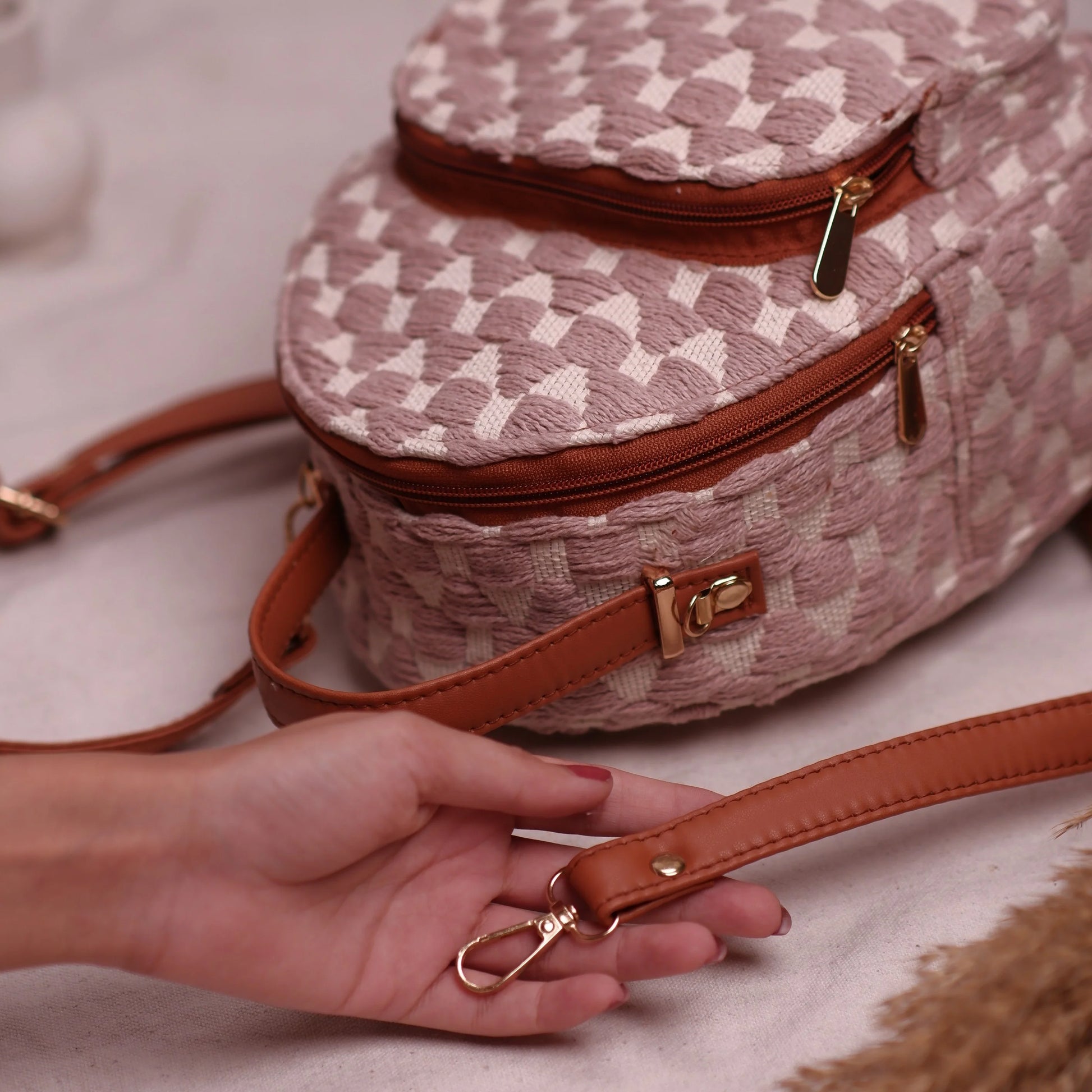 Pink nation top mini backpack