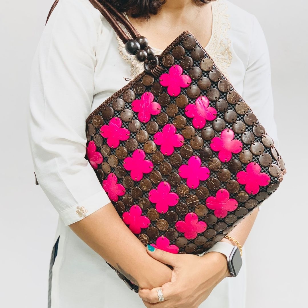 Elegant Coconut Shell Maroon Handbag, Rakhi Gifts Delivery in Ahmedabad –  SendGifts Ahmedabad