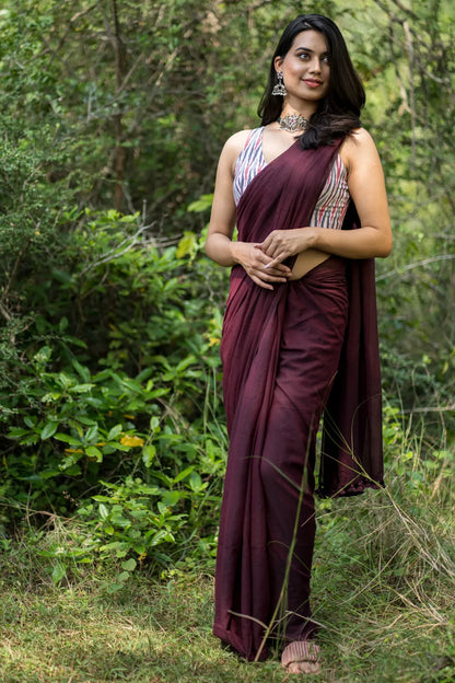 Lana's Secrets Dark Maroon Saree