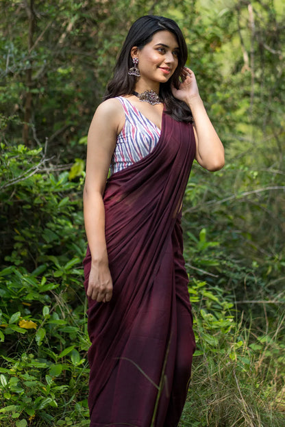 Lana's Secrets Dark Maroon Saree