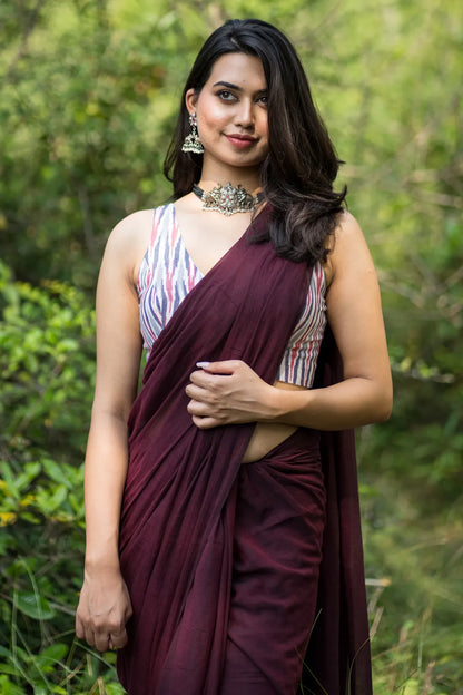 Lana's Secrets Dark Maroon Saree