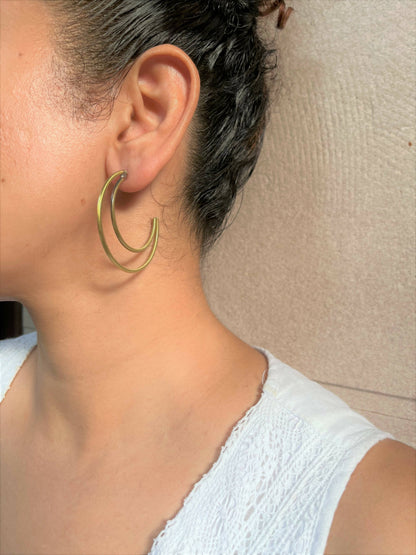 Half Moon Gold Brass Earrings