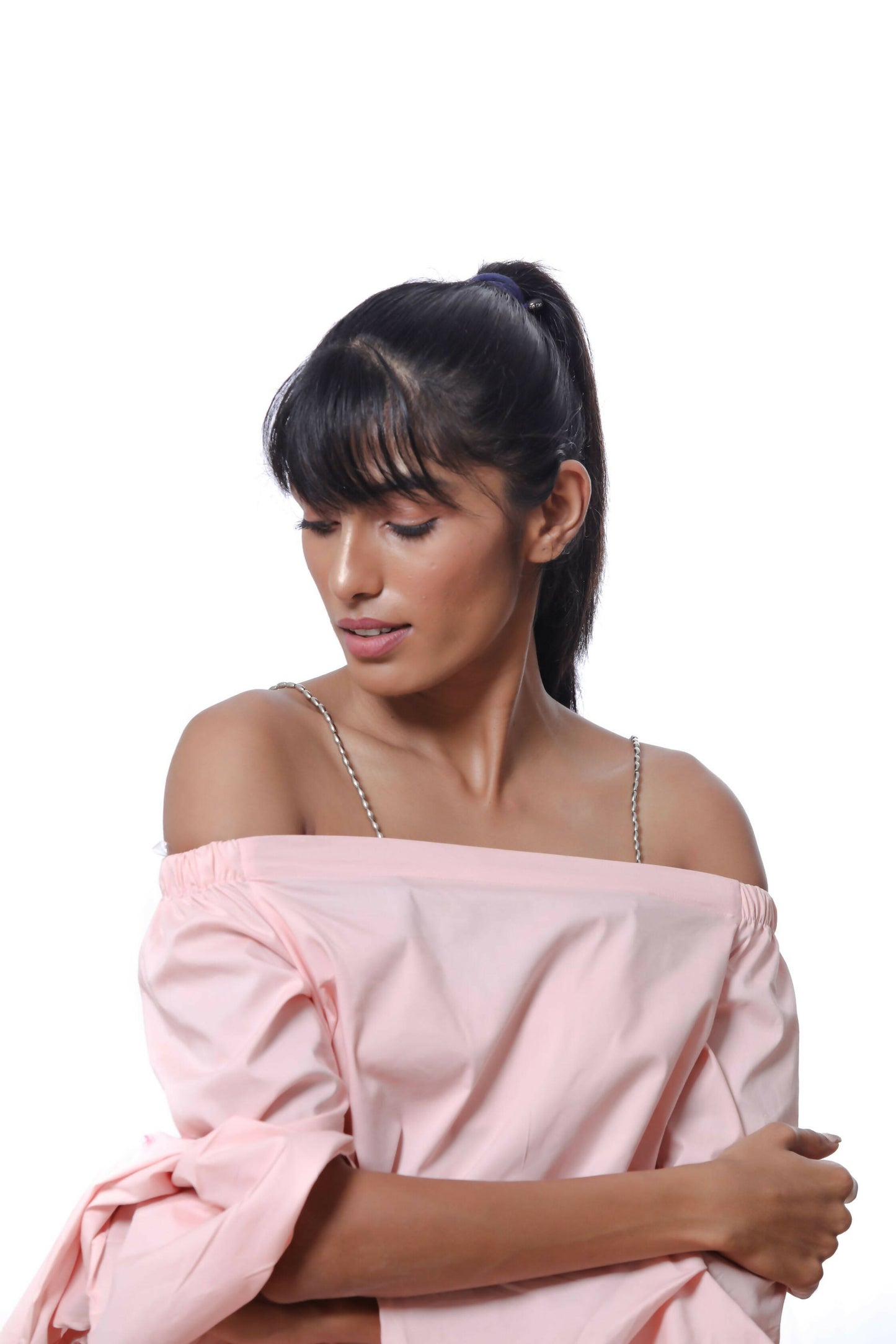 Buy Yuvanta Women's Beaded Bra Strap Baby Pink & Silver (XS) at