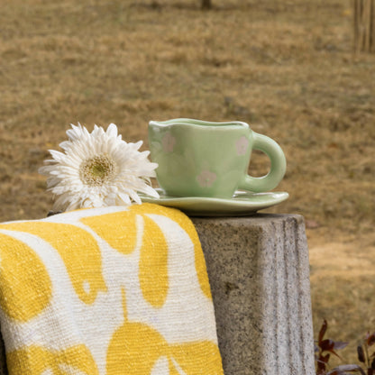 Daisy Cup Saucer Green