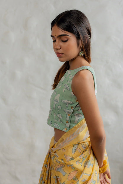 Sunshine Mushroom Chanderi Saree