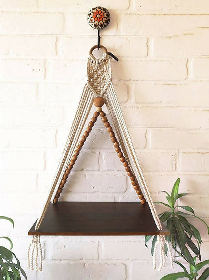 Diamond Pattern Macrame Wall Shelf