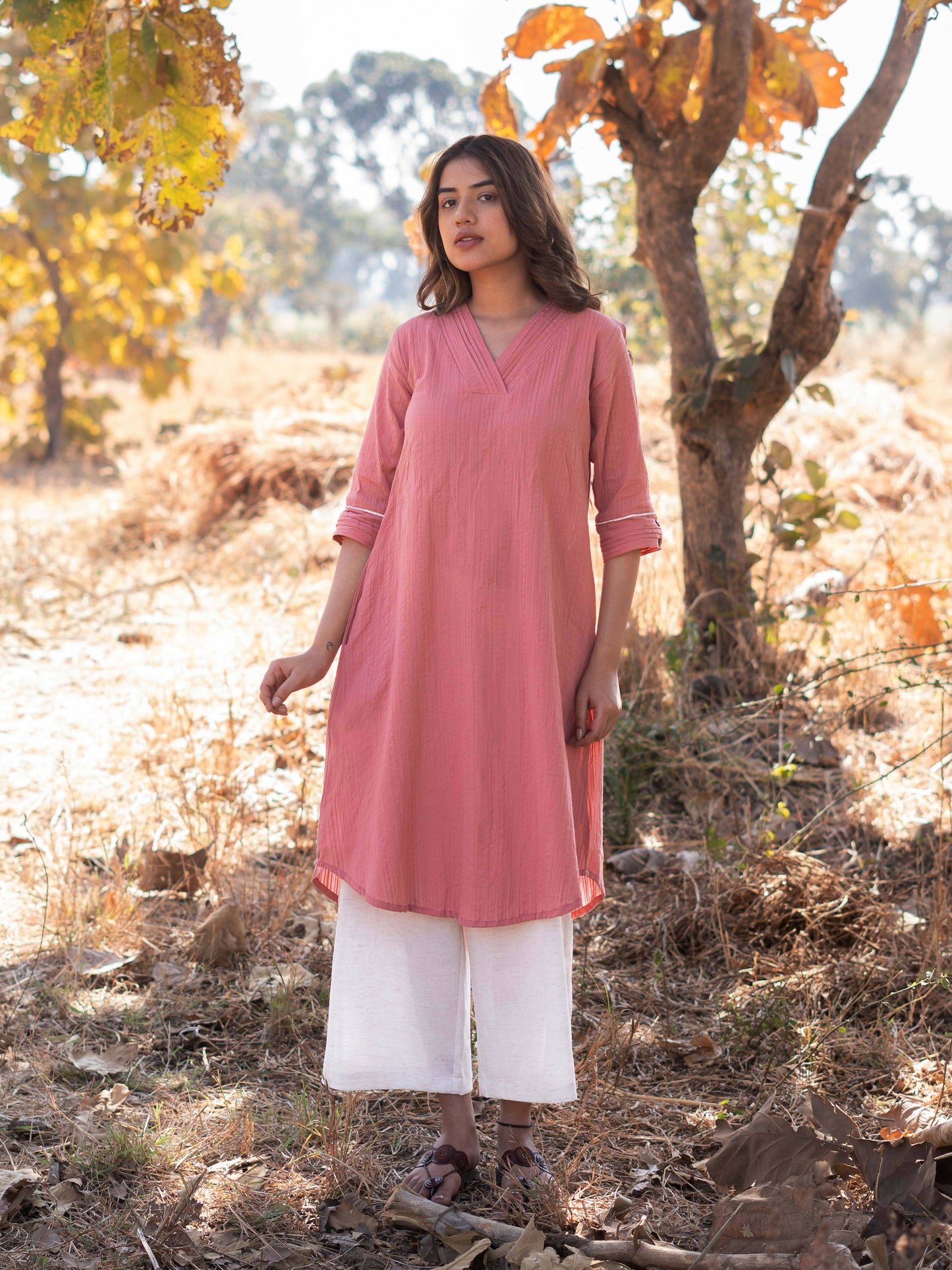 Tropical Peach Kurta Set