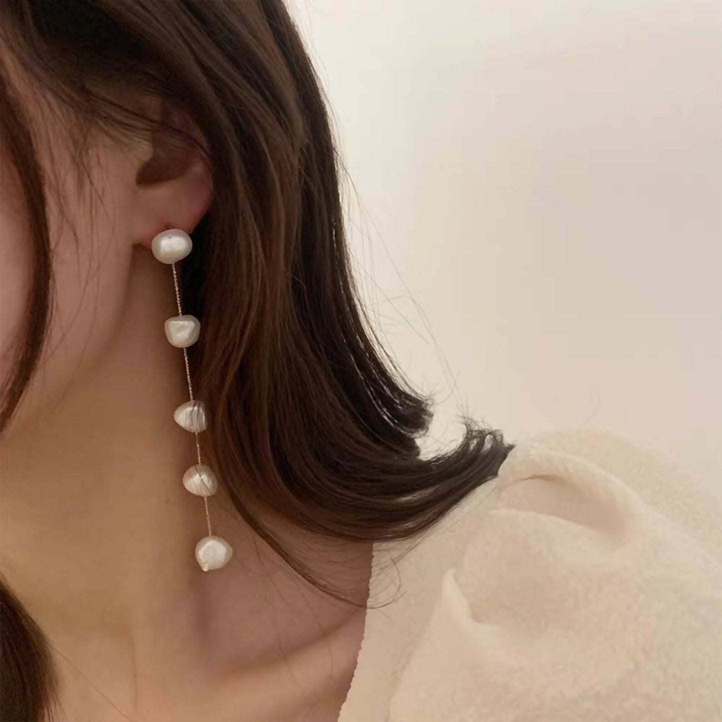 Pearl Tassel Drop Earrings