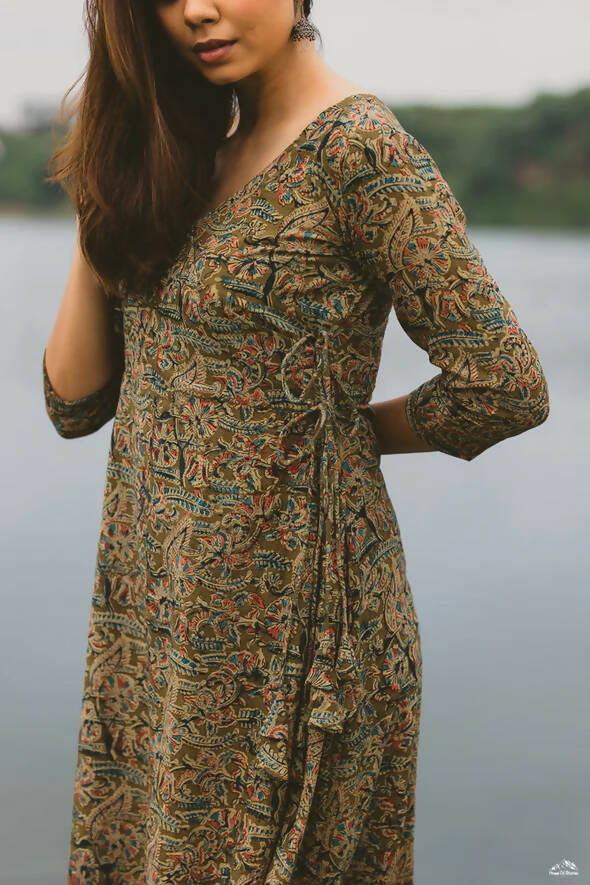 Aahatein Kalamkari Wrap Around Dress