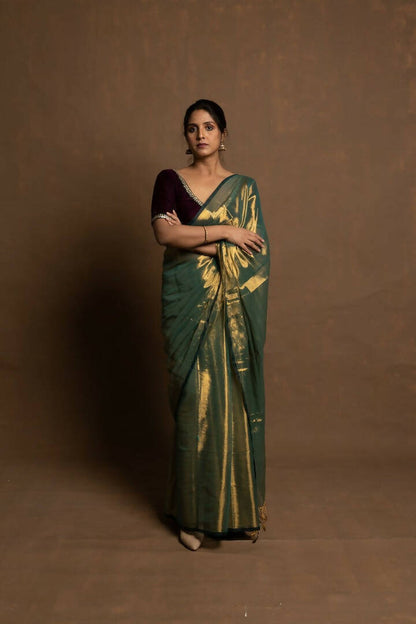 Pataka Green Tissue Saree