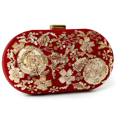 Mehroon Zardosi Clutch: Regal Elegance