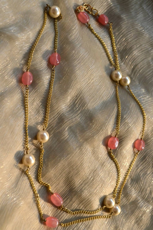Pink quartz necklace